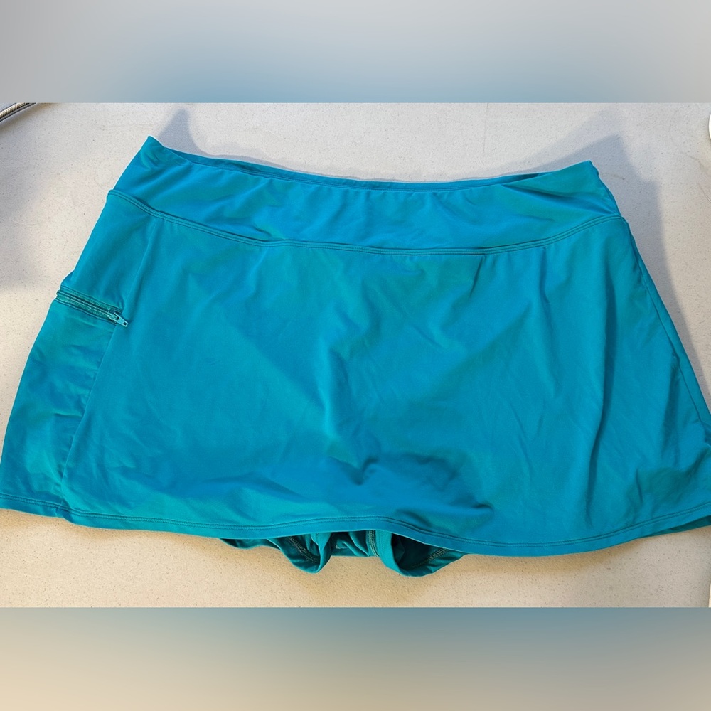 Beach House Teal Swim Skirt Swimsuit‎ Pull On Skort